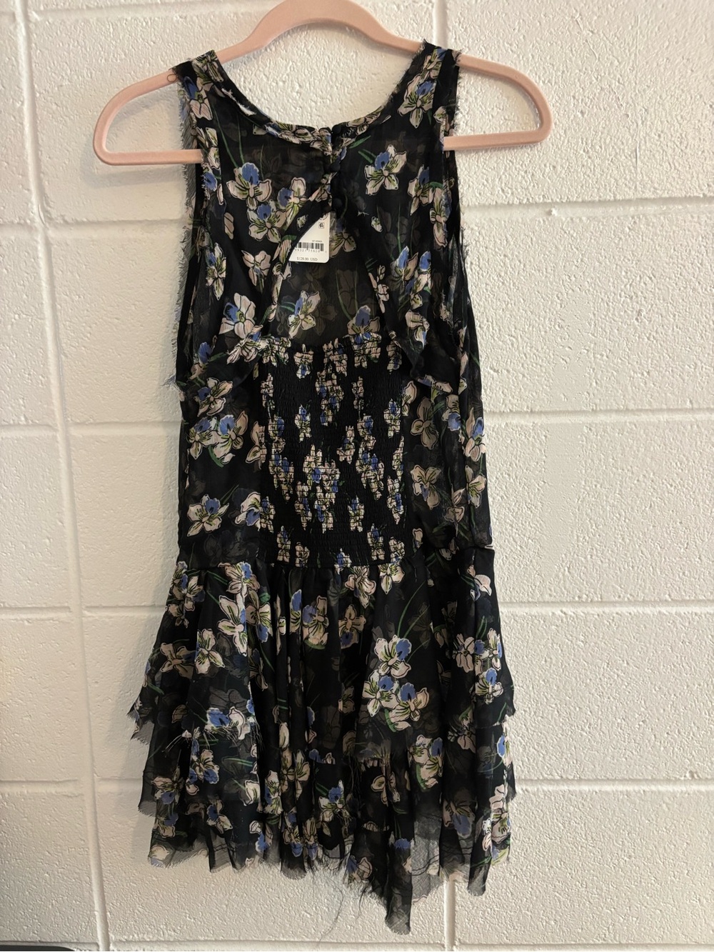 Free People raven printed ruffle mini dress S - Picture 5 of 5